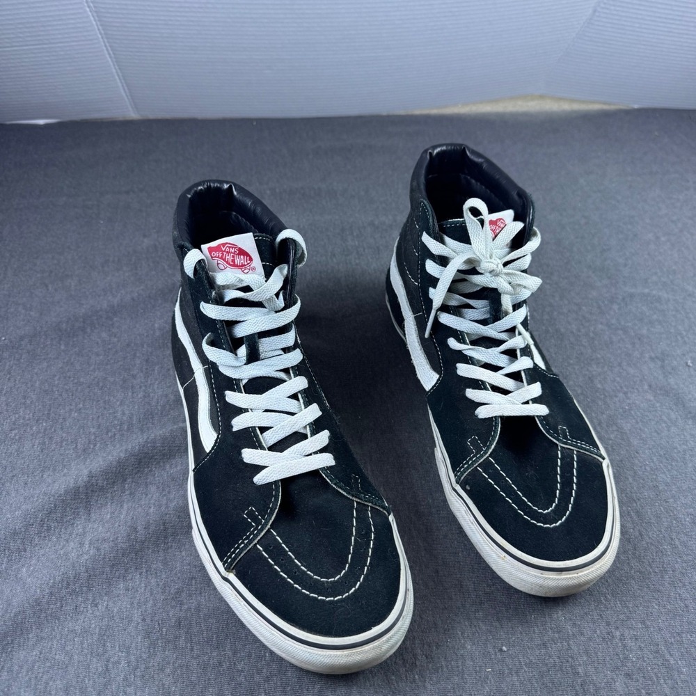Vans Sk8 Hi Skateboarding Sneakers Black White Custom‎ Heart Face Men's